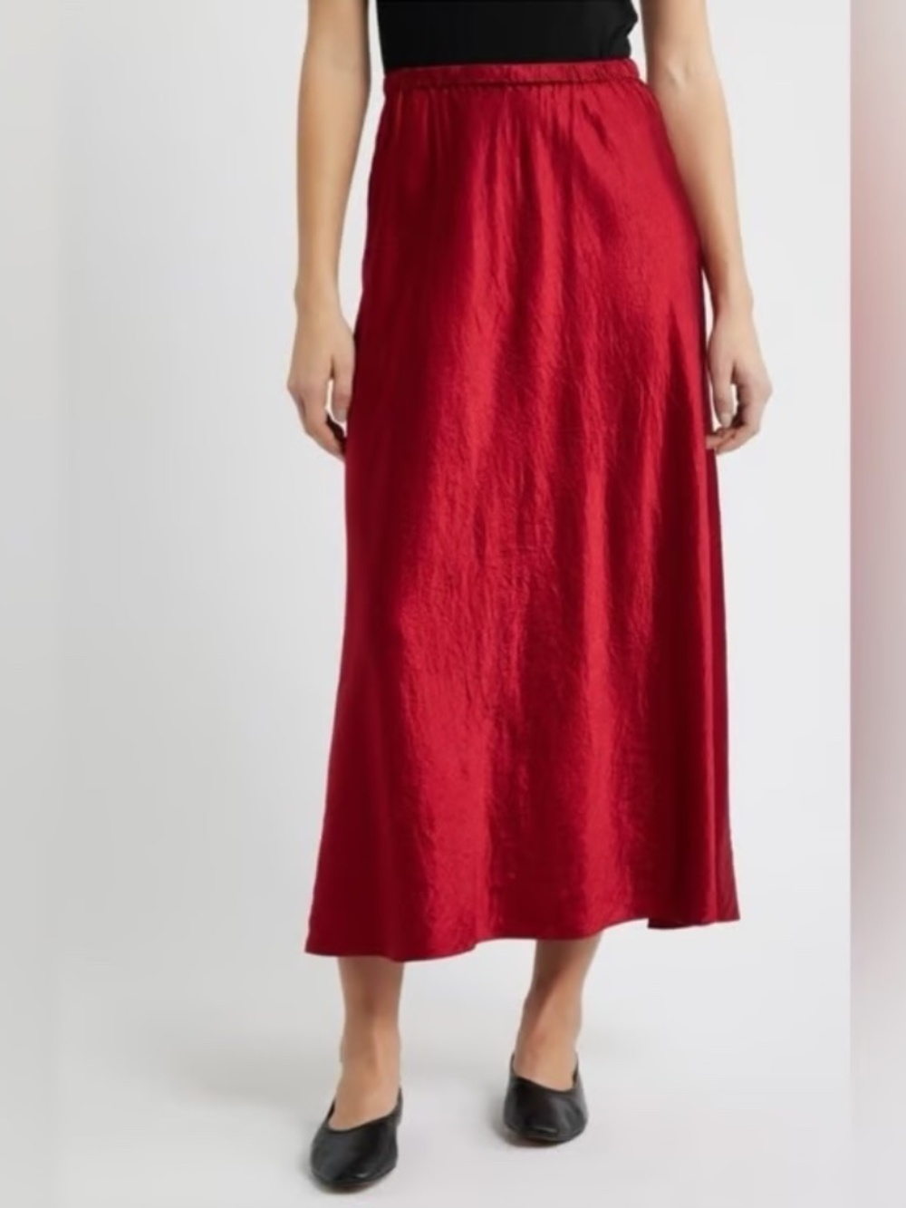NWT Eileen Fisher Textured Satin Elastic Waist Bias Maxi Skirt